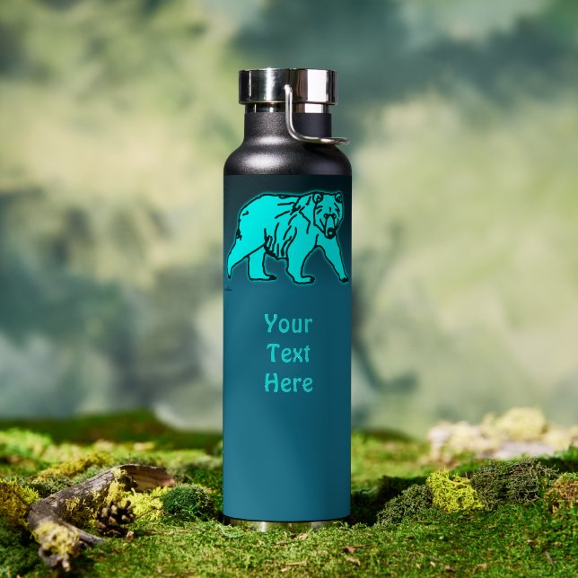 Botella De Agua Oso Kodiak Azul (Al aire libre (girado))