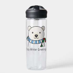 Botella De Agua Oso Polar Adorable "Saludos de Invierno Acogedor" 