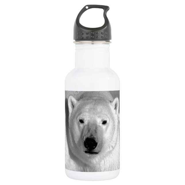 Botella De Agua Oso Polar Blanco y Negro (Anverso)