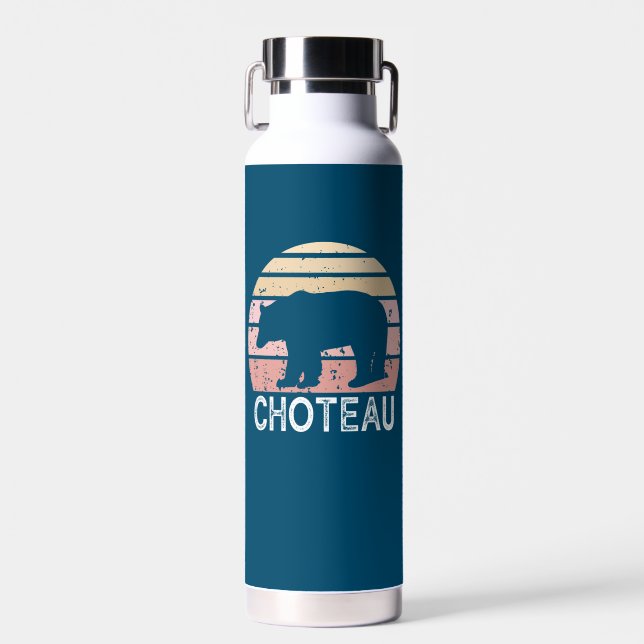 Botella De Agua Oso retro de Choteau Montana (Delantero)