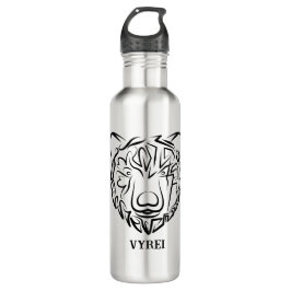 Botella De Agua Oso tribal blanco y negro