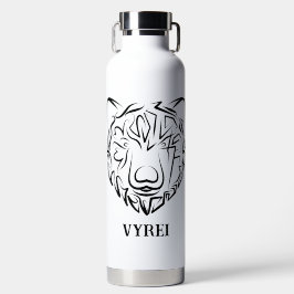 Botella De Agua Oso tribal blanco y negro