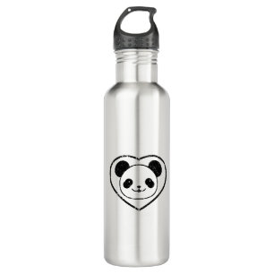 Botella De Agua Oso Y Corazón De Panda Estampado De Goma