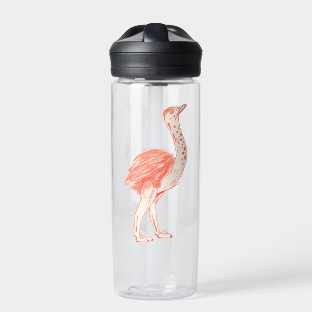 Botella De Agua Ostrich de bebé artístico con pájaro rosado (Delante)