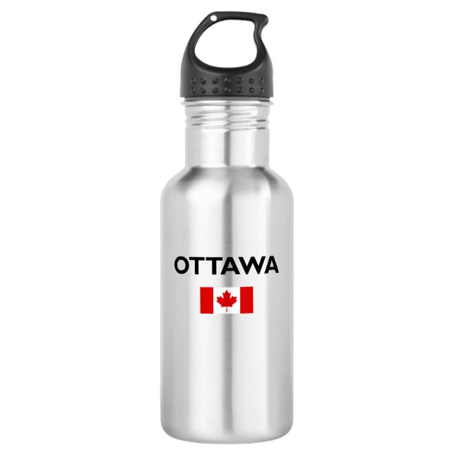 Botella De Agua Ottawa Canadá Bandera canadiense color claro (Anverso)
