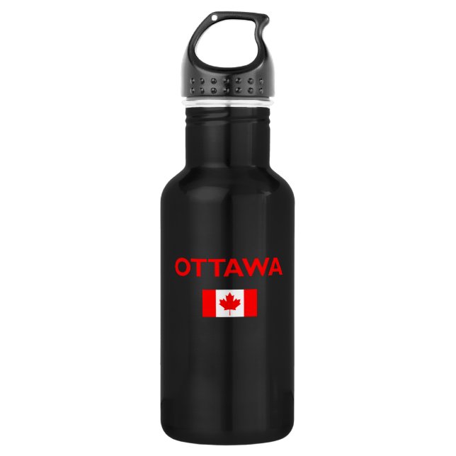 Botella De Agua Ottawa Canadá Bandera canadiense color oscuro (Anverso)