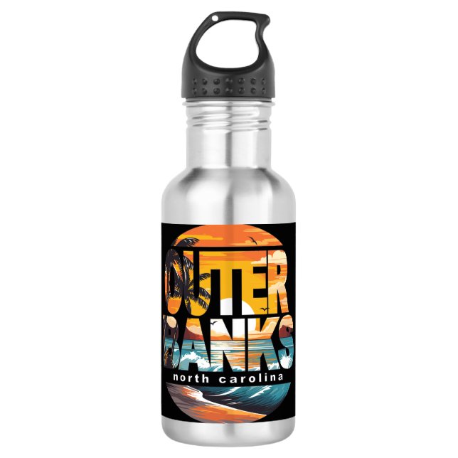 Botella De Agua Outer Banks Carolina del Norte Surfing  (Anverso)