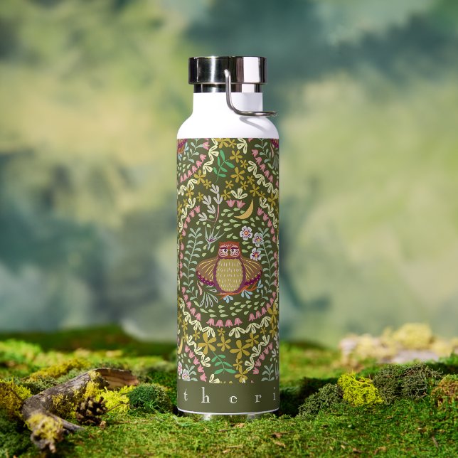 Botella De Agua Owl Folk Green (Exterior)