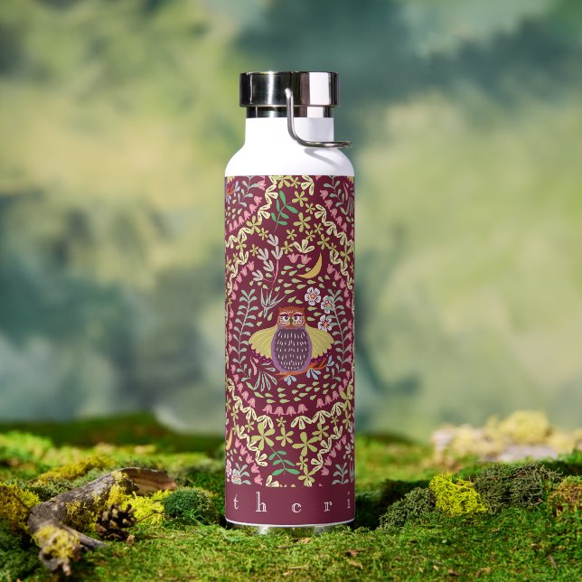 Botella De Agua Owl Folk Wine Red (Exterior)