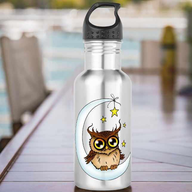 Botella De Agua Owl Moon Blue Cute Stars (Subido por el creador)