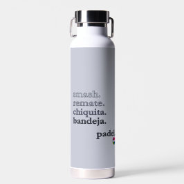 Botella De Agua Padel Water Bottle-Personalize Word Vibe Grey