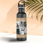 Botella De Agua Padre con hijos y padre familiar 6 Collage de foto<br><div class="desc">Padre con hijos y papá familiar 6 Collage de fotos botella de agua de acero inoxidable. Collage de 6 fotos, nombre del padre con un dulce mensaje en un moderno guión en blanco y nombres de niños que superponen las fotos. El fondo es un papel rústico antiguo. Añade tus 6...</div>