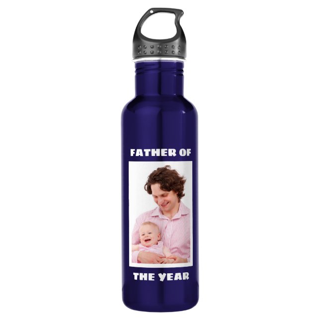 Botella De Agua Padre Del Año Personalizado Personalizado Foto Pap (Anverso)