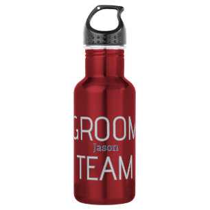 Botella De Agua padrino de boda valiente equipo del novio gris azu