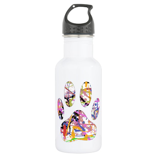 Botella De Agua Paint Splatt Dog Paw Print (Anverso)