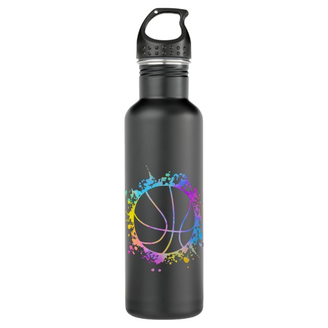 Botella De Agua Paint Splatters de baloncesto colorido (Anverso)