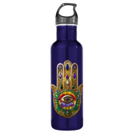 Botella De Agua Painted Gold Hamsa Amethyst Ruby Third Eye