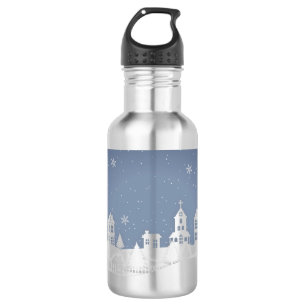 Botella De Agua Paisaje de la Iglesia navidad