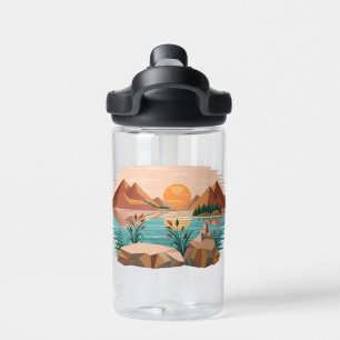 Botella De Agua Paisaje de puesta de sol en lago de montaña pacífi