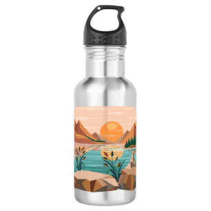 Botella De Agua Paisaje de puesta de sol en lago de montaña pacífi