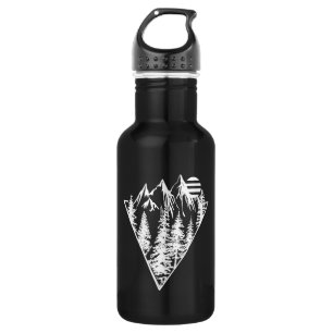 Botella De Agua Paisaje forestal de pinos minimalista