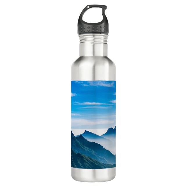 Botella De Agua Paisaje húmedo de las montañas de la mañana (Anverso)