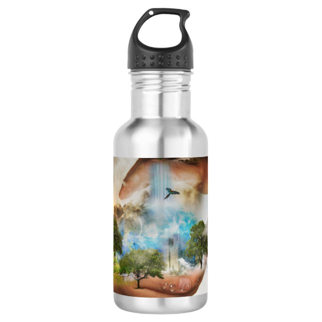 Botella De Agua Paisaje surrealista azul de ensueño (Anverso)