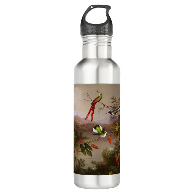 Botella De Agua Paisaje tropical con 10 Hummingbirds Heade (Anverso)