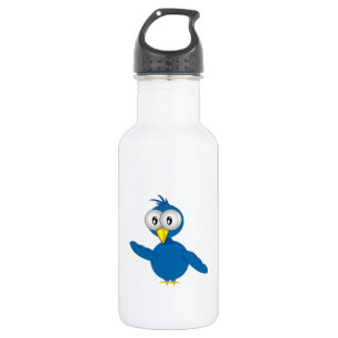 Botella De Agua Pájaro azul Grande-Observado del dibujo animado