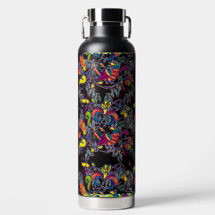 Botella De Agua Pájaro colorido del norte sobre negro