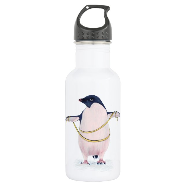 Botella De Agua Pájaro Gracioso Pingüino En Dieta (Anverso)