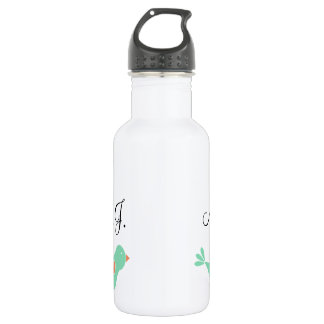 Botella De Agua Pájaro verde pastel monogramado