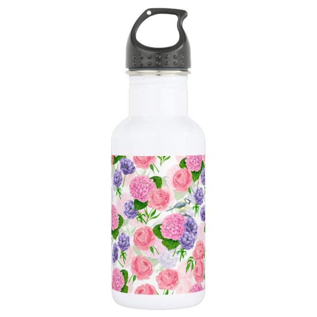 Botella De Agua Pájaro y flores (Anverso)