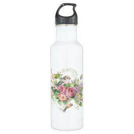 Botella De Agua Pájaros y acuarela de flores