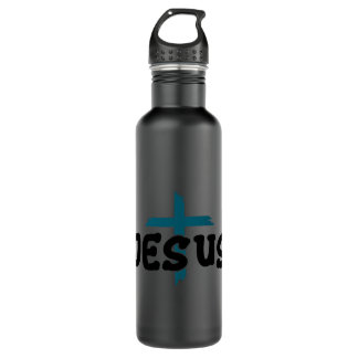 Botella De Agua Palabras cristianas Jesús cruza el pecho 1