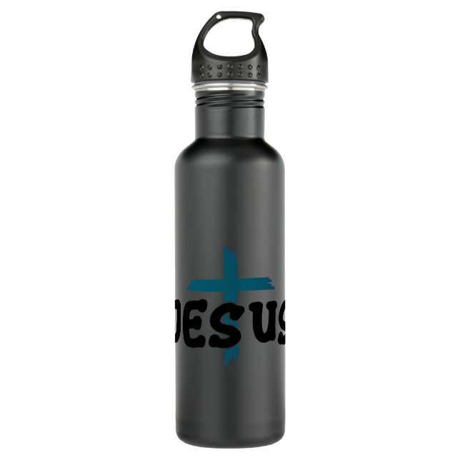 Botella De Agua Palabras cristianas Jesús cruza el pecho 1 (Anverso)