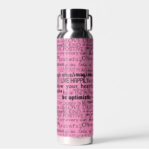Botella De Agua Palabras Inspiradoras rosas negras aisladas
