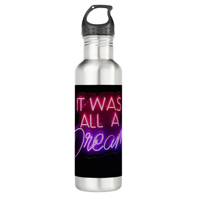 Botella De Agua Palabras Púrpura Rosa Texto Arte Todo Fue Un Rótul (Anverso)