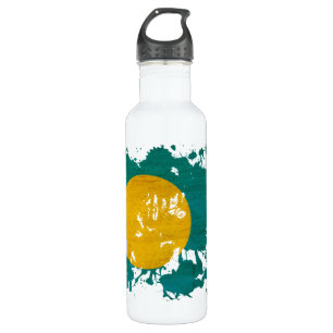 Botella De Agua Palau señala por medio de una bandera