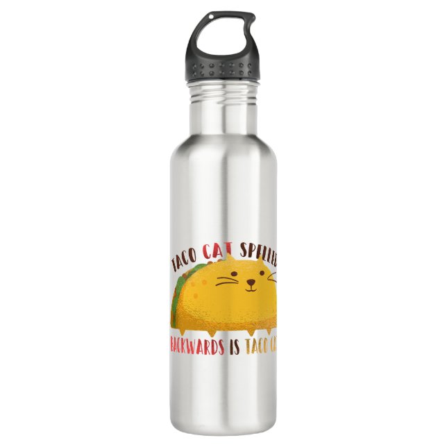 Botella De Agua Palindrocromo de gato de Taco (Anverso)