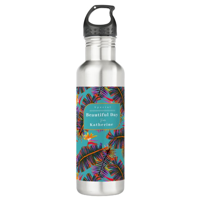 Botella De Agua Palm Paradise Teal (Anverso)