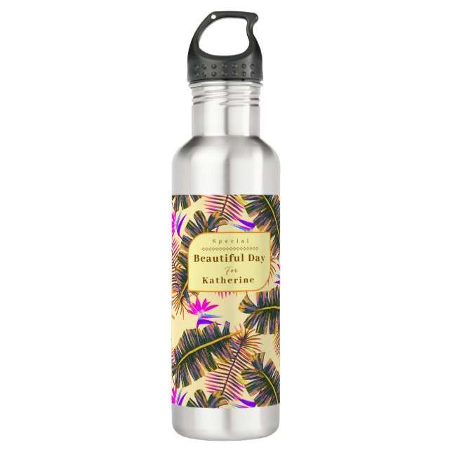 Botella De Agua Palm Paradise Yellow (Anverso)