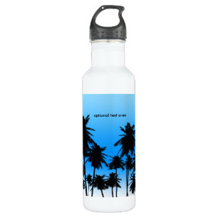 Botella De Agua Palm Trees Blue Beach Tema tropical