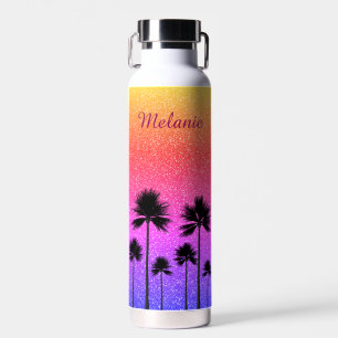 Botella De Agua Palm Trees Esparkly Personalizadas