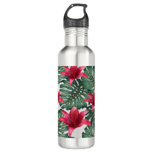 Botella De Agua Palm Tropical Adorable Hawaian Hibiskus