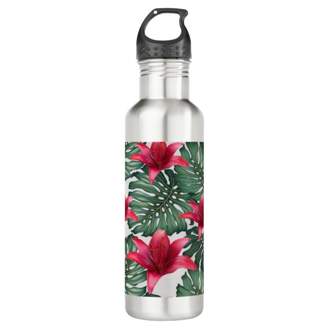 Botella De Agua Palm Tropical Adorable Hawaian Hibiskus (Anverso)