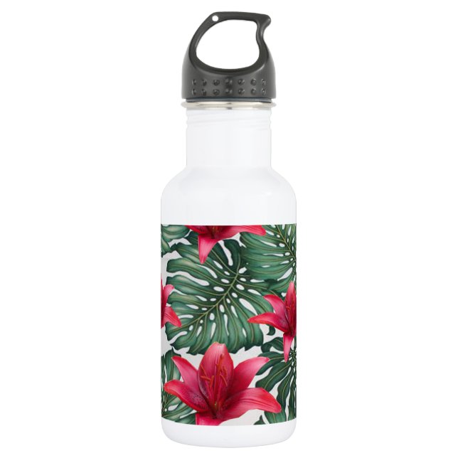 Botella De Agua Palm Tropical Adorable Hawaian Hibiskus (Anverso)