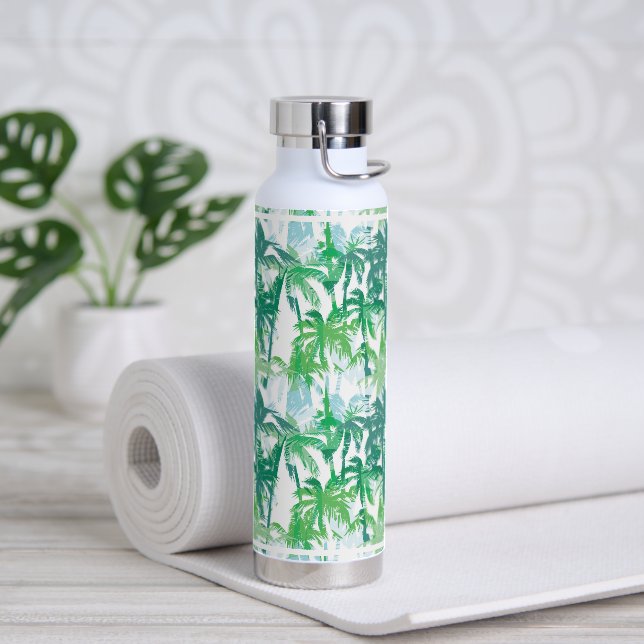 Botella de agua palmas tropicales (Yoga)