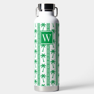 Botella De Agua Palmera Estilo Griego – Verde Costero Elegante