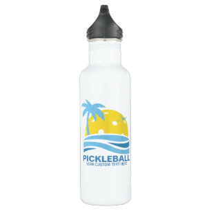 Botella De Agua Palmera tropical Sun de Pickleball su texto de